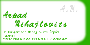 arpad mihajlovits business card
