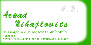 arpad mihajlovits business card